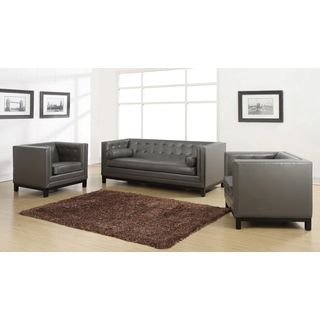 Zoe Grey Leather 2 piece Living Room Set