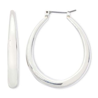 Sensitive Ears Silver Tone Oval Hoop Earrings