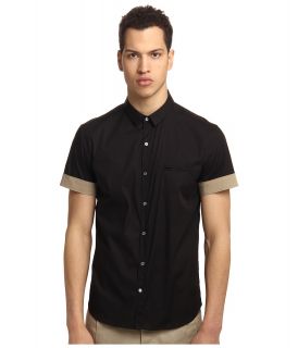 CoSTUME NATIONAL Half Sleeves Button Up Mens Short Sleeve Button Up (Black)