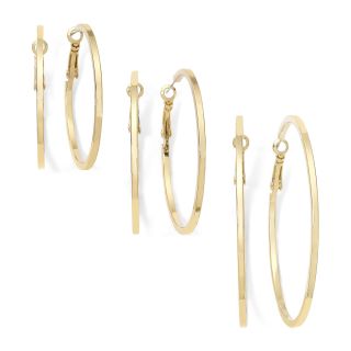 Decree Gold Tone 3 pr. Hoop Earring Set, Womens