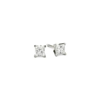 1/2 CT. T.W. Princess Cut Diamond 14K White Gold Stud Earrings, White/Gold,