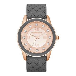 LIZ CLAIBORNE Womens Rose Tone & Gray Quilted Strap Watch