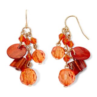 MIXIT Mixit Gold Tone Metal with Orange Glass Beads and Shells Cluster Earrings