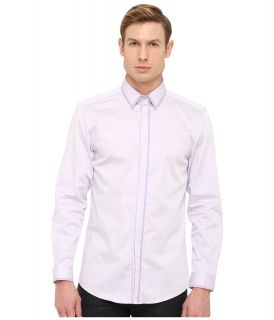 Versace Collection Shirt with Trim Details Mens Long Sleeve Button Up (Purple)