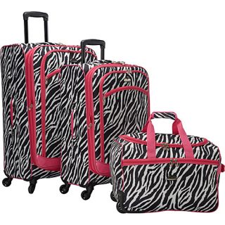 AnimalPrint 3 piece Spinner Luggage Set EXCLUSIVE Zebra Pink   Am