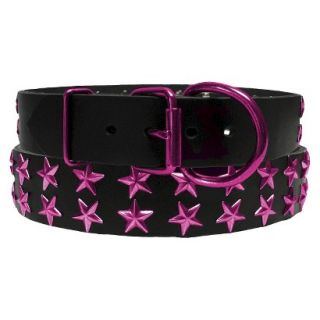 Platinum Pets Black Genuine Leather Dog Collar with Spikes   Raspberry (20 24)