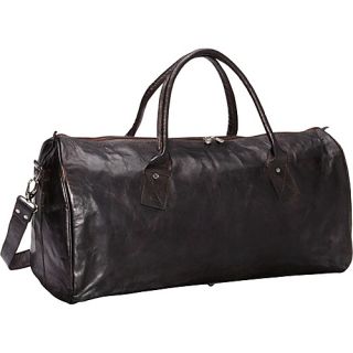 Black Leather Duffle Carry on Travel Bag Black   Sharo Leathe