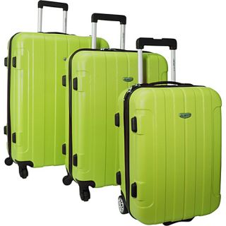 Rome 3 Piece Hardshell Spinner/Rolling Luggage Set Green   Tra