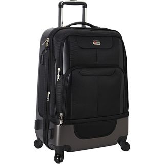 24 Expandable Hybrid Spinner Luggage Black   Mancini Leat