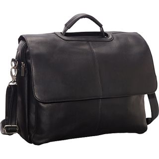 Flap Over Computer Brief Black   Le Donne Leather Non Wheeled B