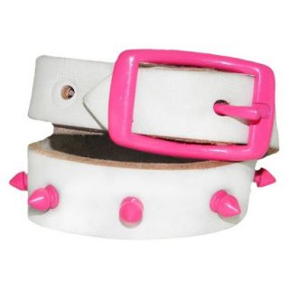 Platinum Pets White Genuine Leather Dog Collar with Spikes   Pink (11   15)