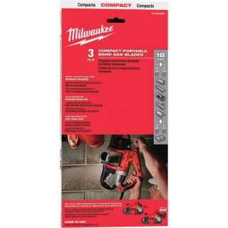Milwaukee Replacement Compact Band Saw Blades   3 Pack, 18 TPI, Model 48 39 0529