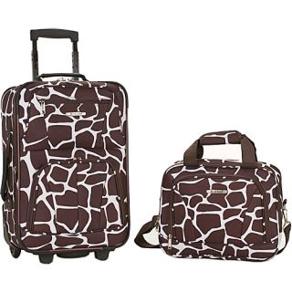 Rio 2 Piece Carry On Luggage Set Giraffe   Rockland Luggage Lug