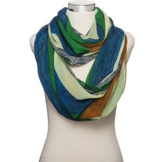 Wide Striped Infinity Scarf   Green
