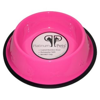 Platinum Pets Stainless Steel Embossed Non Tip Dog Bowl   Pink (4 Cup)