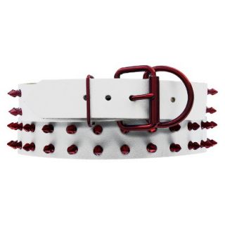 Platinum Pets White Genuine Leather Dog Collar with Spikes   Red (20 24)