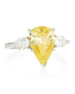Pear Baguette Canary CZ Ring