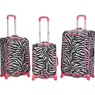 3 Piece Monte Carlo Spinner Luggage Set Pink Zebra   Rockland L