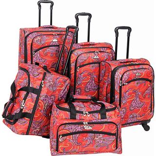 Paisely 5 Piece Luggage Set Spinner RED PURPLE   American Flyer L
