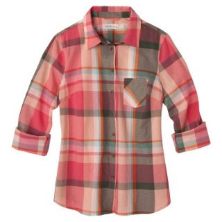 Merona Womens Favorite Button Down Shirt   Lawn   Multi Check   XL