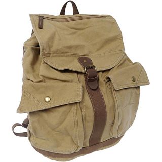 Classic Style Canvas Backpack Khaki   Vagabond Traveler Travel