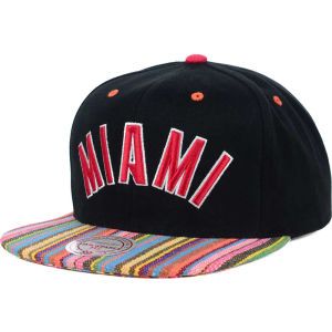 Miami Heat Mitchell and Ness NBA Native Stripe 2 Tone Snapback
