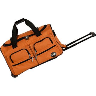22 Rolling Duffle Bag Orange   Rockland Luggage Small Rolling