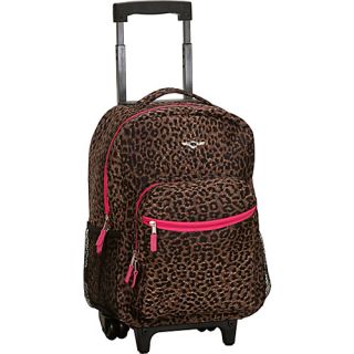Roadster 17 Rolling Backpack Pink Leopard   Rockland Luggage W