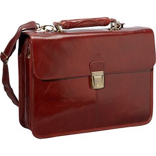 Luxurious Italian Leather Classic Briefcase Brown   Mancin