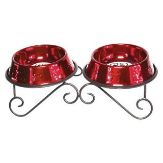 Platinum Pets Scroll Double Feeder with Two Stainless Steel Embossed Non Tip