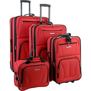 Deluxe 4 Piece Luggage Set Red   Rockland Luggage Luggage Sets