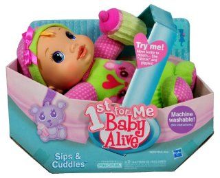 Hasbro Year 2009 Baby Alive 1st For Me Series Machine Washable 10 Inch Doll   SIPS & CUDDLES (Caucasian Version) Baby Doll with Drinking Sounds and Baby Noises Toys & Games