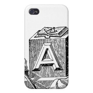 Antique Calligraphy Lettering Masonic Letter A Cases For iPhone 4