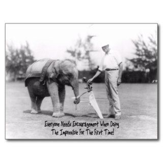 Encouragement   Elephant Playing Golf Postcards