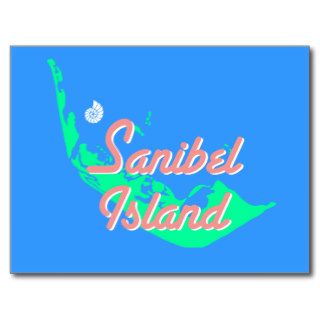 Sanibel Island map outline design Postcards