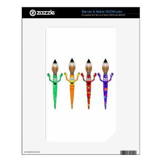 Whimsical Art Paintbrush paint Brush Cute Set Four Skins For The NOOK Color