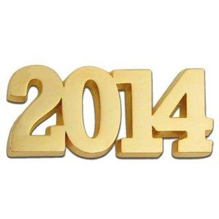 Gold Year 2014 School, Graduation, New Years, Anniversary Lapel Pin 1 1/8" Jewelry
