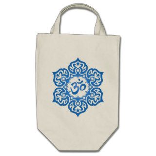 Lotus Flower Om Design   blue Bag