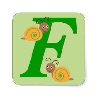Monagram letter F brian the snail square stickers