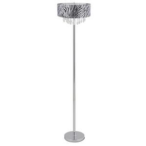 Elegant Designs 15 in. Trendy Crystal and Chrome Floor Lamp with Zebra Print Drum Shade LF1000 ZBA