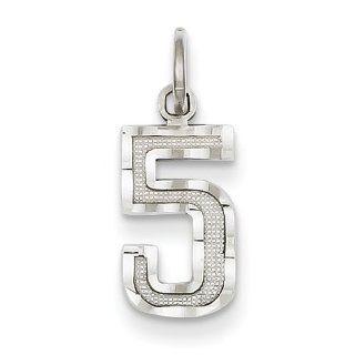 14kw Casted Small Diamond Cut Number 5 Charm, Best Quality Free Gift Box Satisfaction Guaranteed Pendant Necklaces Jewelry