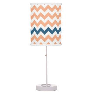 Coral/Navy Chevron Striped Table Lamp