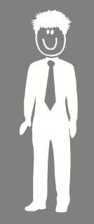 Wall Dcor Plus More WDPM1506 Dad with Tie Stick Person Number 2 Wall Vinyl Decal, 6 Inch H, White   Decorative Wall Appliques  