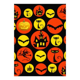 Fun Halloween Polka Dot Pattern Haunted House Custom Invitations