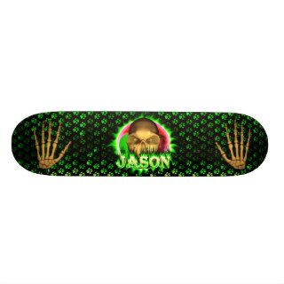 Jason skull green fire Skatersollie skateboard