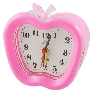 Pink Clear Plastic Apple Shaped Black Arabic Number Desk Alarm Clock   Electronic Alarm Clocks
