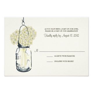 Hydrangea & Mason Jar Wedding RSVP Personalized Invitations