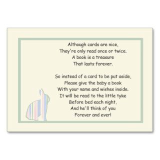 Striped Bunny Baby Shower Book Poem   Insert Card Business Card