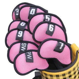 Craftsman Golf Mesh Golf Iron Covers with Number Tag Pink 9pcs/set 3, 4, 5, 6, 7, 8, 9, SW, PW  Golf Club Head Covers  Sports & Outdoors