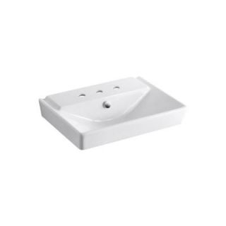 KOHLER Reve Wall Mount Bathroom Sink in White K 5027 8 0